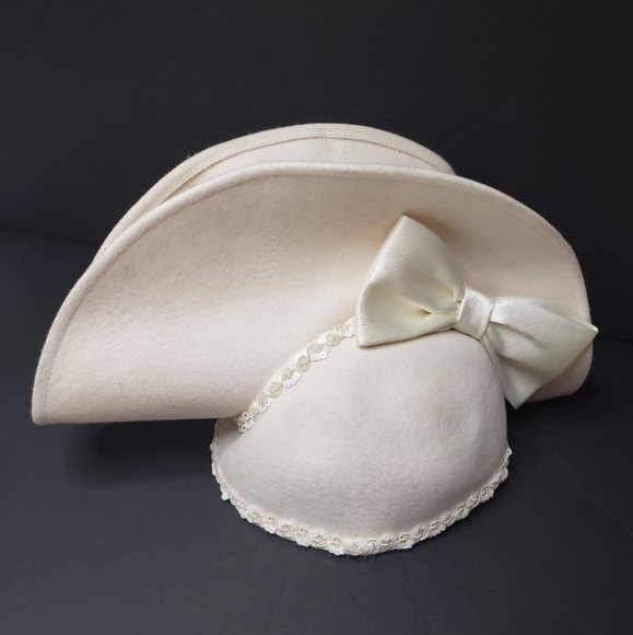 Vintage wool derby cream church hat main image 6